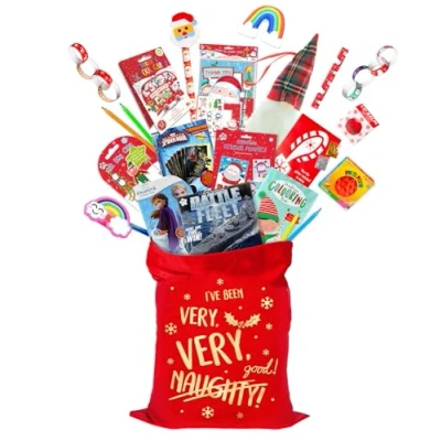 Image of Pre Filled Christmas Sack Stockings Stocking With 18 Mystery Gifts (5 10 Years Boys)