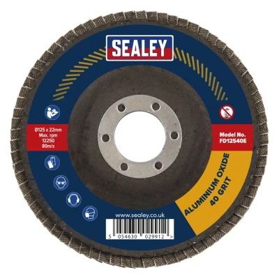 Image of Sealey Flap Disc Aluminium Oxide Ø125mm Ø22mm Bore 40Grit