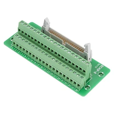 Image of IDC40P 40Pin Male Header Breakout Board Terminal Block Connector PLC Interface with Bracket Suitable for PLC, and DIN rail mount.