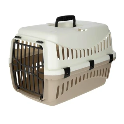 Image of Kerbl Transport Box Expedion with Plastic Door, 45 x 30 cm, Creme/ Bordeaux