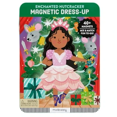 Image of Mudpuppy ‎9780735382404 Enchanted Nutcracker Dress Up Game with Illustrated Christmas Scenes Including 2 Ballerina Characters and Over 40 Mix Match Magnets Perfect for Holiday Travel, Small