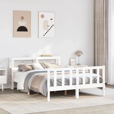 Image of vidaXL Bed Frame without Mattress White 150x200 cm King Size Solid Wood Pine
