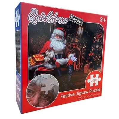 Image of QDS Santa with Presents Sack 1000 Pcs Festive Christmas Jigsaw Puzzle for Adults &amp; Kids, Multicoloured
