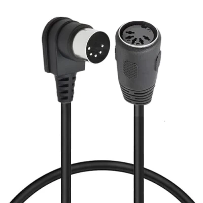 Image of MIDI DIN Extension Cable, 5 Pin 90 Degree Angle Male Plug to Female Socket Audio MIDI/AT Adapter Cable for Keyboard Synthesizer, Organ, Electric Piano, Guitar (50 CM/1.6 Ft)