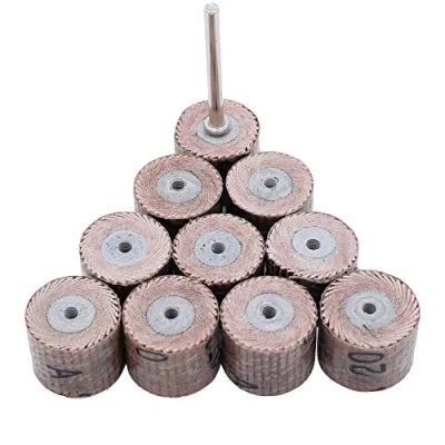Image of 10pcs 120# Grit Dia 12mm Grinding Sanding Sandpaper Polishing Flap Wheel Disc Brush Head with 3mm Shank Mandrel Set for Dremel Rotary Tools