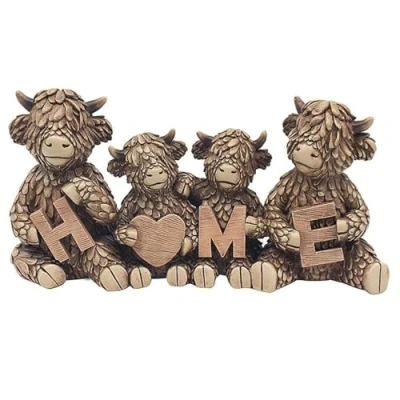 Image of Lesser &amp; Pavey Hughie Highland Cows Home Figurine For Office Decor Ornaments Gift Women Men Beautiful Indoor Outdoor Living Room