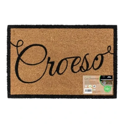 Image of JVL Eco Friendly Latex Backed Coir Entrance Doormat, 40x60cm Croeso
