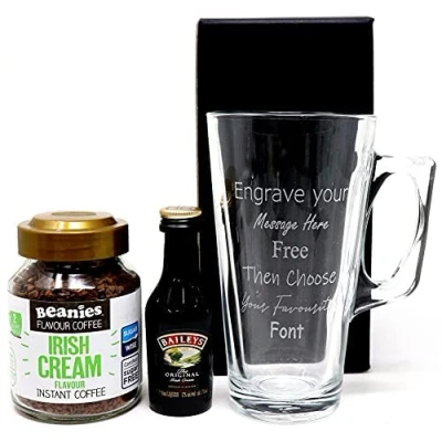 Image of Personalised Coffee Glass with Irish Cream &amp; Baileys (Baileys Original 5cl)