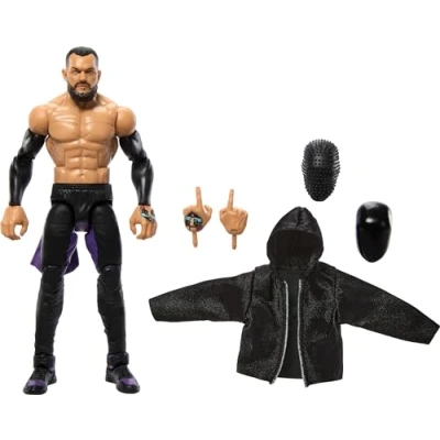 Image of Mattel WWE Elite Action Figure &amp; Accessories, 6 inch Collectible Finn Balor with 25 Articulation Points, Life Like Look Swappable Hands, HTX33