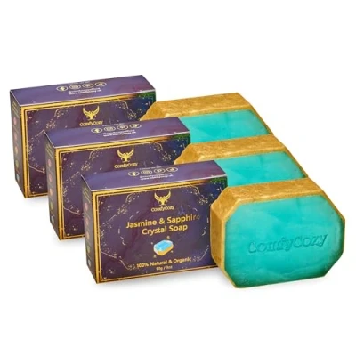 Image of ComfyCozy Crystal Soap Natural Hand &amp; Body Wash Luxury Beauty Pamper Gift, Jasmine, 3 Pack