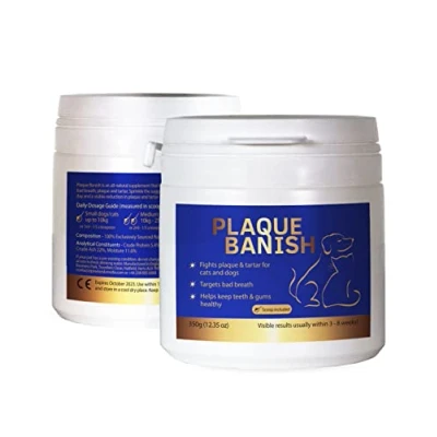 Image of Plaque Banish 100% Natural Off 350g for Dogs Tartar Remover Freshen Breath &amp; Cats Prevent Gum Disease Promote Dental Health