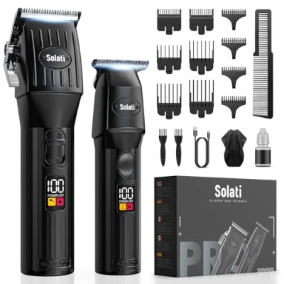 Image of Professional Hair Clippers and Beard Trimmer for Men, Cordless Barber Cutting Kit Rechargeable T Blade Shaver Haircut Grooming Set with 10 Guide Combs Gifts Men