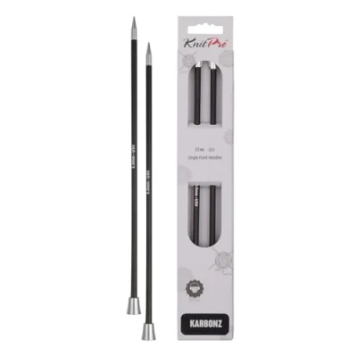 Image of KnitPro KP41261 Karbonz Single Pointed Needles 25 cm x 5.5mm, Black and Silver