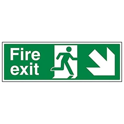 Image of V Safety Eco Friendly Fire Exit Arrow Down Right 450 X 150mm