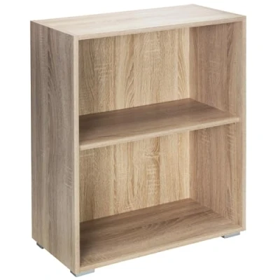 Image of CASARIA® Vela Bookcase 2 Compartments Cube Bookshelf Wooden Storage Rack Modern Shelving Books Stand Shelf Any Room Office 77x60x28cm Oak Effect