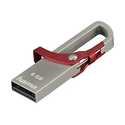 Image of Hama 123919 8GB Hook Style Flash Pen USB, Grey/Red