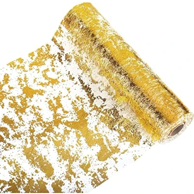 Image of Sunlunckystar Glitter Metallic Gold Table Runner 11 Inch x 49 Feet Inches, Sparkle Runners Roll, Party Decorations for Wedding Bridal Shower, Birthday, Baby Shower（1PC）