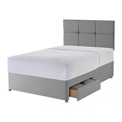 Image of Silentnight 2 Drawer Storage Divan Castello Headboard Slate Grey Double