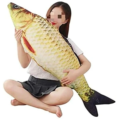 Image of XICHEN 3D Giant Soft Fish Cushion Pillow Carp Plush Stuffed Toy Throw for Home Decoration Gift Kids Animal (31inch/ 78cm)