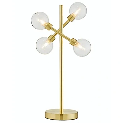 Image of LITECRAFT Supa Table Lamp 4 Arm Industrial Base with Clear Shades Brass