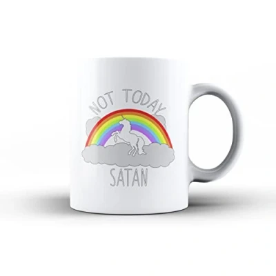 Image of Not today Satan funny unicorn meme swag Tea/Coffee Mug