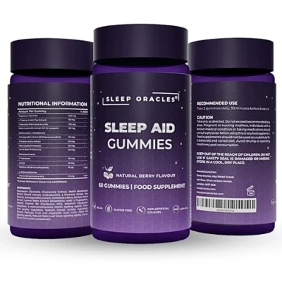 Image of Sleep Oracles Magnesium Glycinate Aid Gummies with Ashwagandha, Lemon Balm &amp; L Theanine for Deep Relaxation Vegan, Sugar Free, Gluten Natural Berry Flavor 60