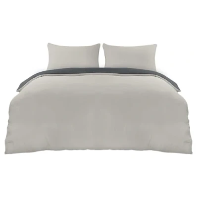 Image of Utopia Bedding Duvet Cover Double Pack of 10 Soft Microfibre Polyester Quilt Set with Pillow cases (Dark Grey/Light Grey)