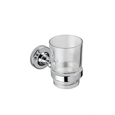 Image of Croydex QM461841 Glue Fix Worcester Tumbler and Holder, Easy Fit No Drilling Tools,Silver