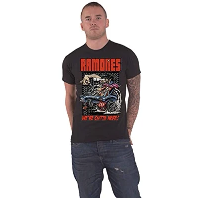 Image of Ramones Men&#039;s Outta Here Short Sleeve T Shirt, Black, Large