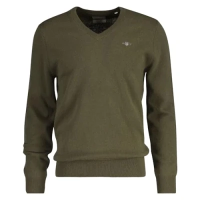 Image of Gant Pullover V Neck Wool Blend Army Green size L