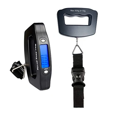 Image of YAGSUW Handheld Digital Luggage Scale with Grip for Travel Portable Electronic Weighing Suitcase and Bag 110Lb/50kg Black