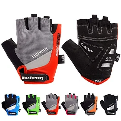 Image of meteor Cycling Gloves Gym Antislip Grip Adjustable Bike Racing Bicycle Bmx Mtb Weight Lifting Fitness Light Silicone Pad Accessories Riding Men Women Kids Children