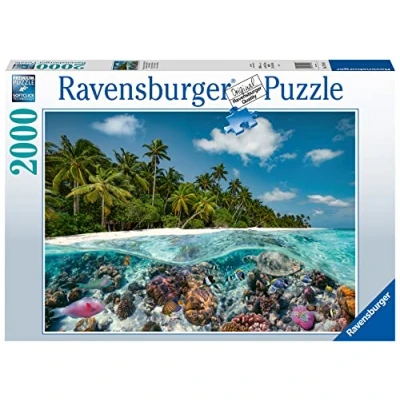Image of Ravensburger A Dive in the Maldives 2000 Piece Jigsaw Puzzles for Adults and Kids Age 12 Years Up, Black