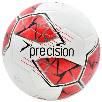 Image of Precision Fusion FIFA Basic Training Ball, All Weather, IMS Certified, Official, Highly Durable, 3.5mm Eva Foam, White, Red, Grey, Size Ball 5