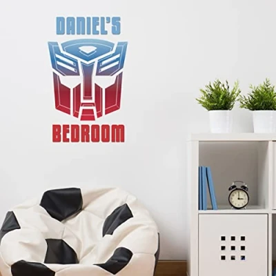 Image of Stickerscape Official Transformers Wall Stickers Boy&#039;s Bedroom Accessories Art Decor Decepticons Optimus Prime Megatron Bumblebee Large Vinyl (Personalised Autobots Regular)