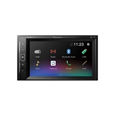 Image of Pioneer DMH A240DAB Mechafree 6.2 touchscreen multimedia player with Smartphone Mirroring. Bluetooth, DAB/ DAB+ Digital Radio, 13 band GEQ, Black