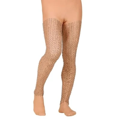 Image of Widmann 29352 Hairy Tights, 60 Denier, Legs, Bath Button, Theme Party, Carnival, Multicoloured, XL
