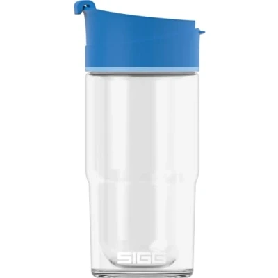 Image of SIGG Insulated Coffee Cup Travel Mug Nova With Flip Top Dishwasher Safe Leakproof BPA Free Heat Resistant Broscilate Glass Blue 0.37 L