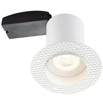 Image of RAVEL Fire Rated Round Trimless Plaster in GU10 LED Anti Glare Low Profile Die Cast Ceiling Downlight Spotlight