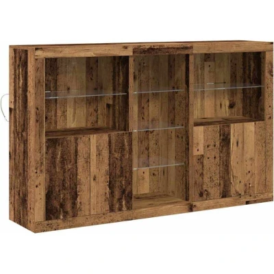 Image of vidaXL Sideboard with LED Lights Old Wood 162x37x100 cm Engineered