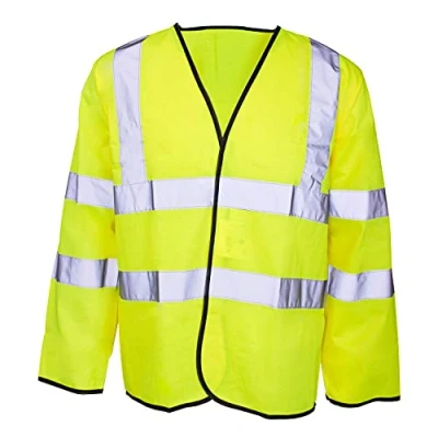 Image of HI VIZ Big Size Long Safety Vest, Sleeve Velcro Waistcoat (Yellow, XL)