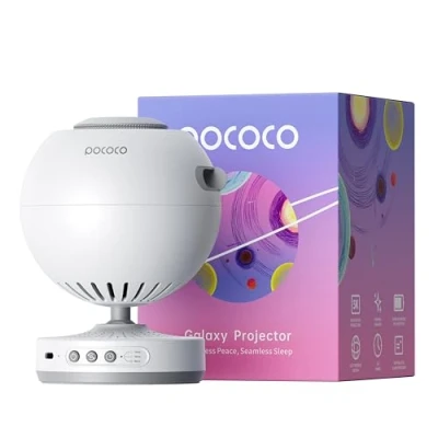 Image of POCOCO Galaxy Projector, Star Projector Night Light, Home Planetarium for Children and Adults; in Bedrooms, Interiors; Decoration, Sleep Aid Relaxation with 2 Discs