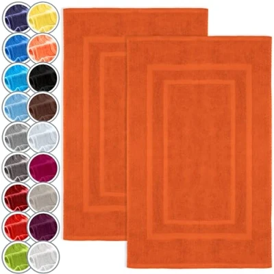 Image of NatureMark Pack of 2 Terry Towelling Bath Mats, 50 x 80 cm, 100% Cotton, Terracotta