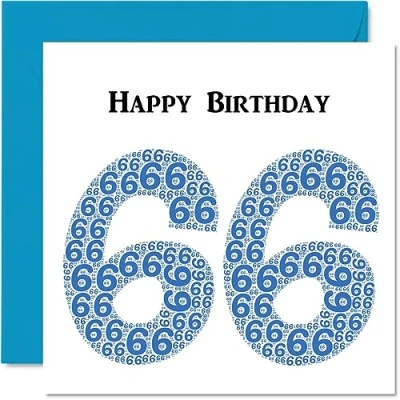 Image of Fun 66th Birthday Cards for Men Shapecloud Happy Card Dad Mum Grandad Nanny Grandma Gran Uncle Auntie Cousin, 145mm x Greeting Cards,