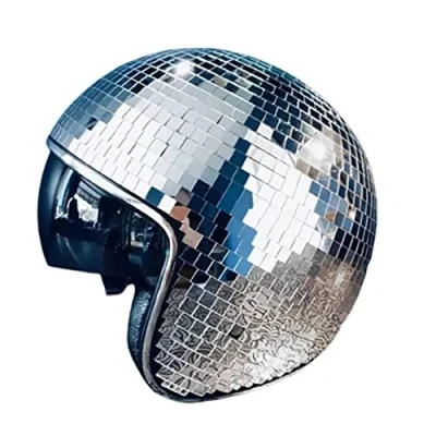 Image of BIUDUI Disco Ball Helmets, Mirror Glitter Glass Stunning Helmets for DJ Club Stage Bar Party Dance