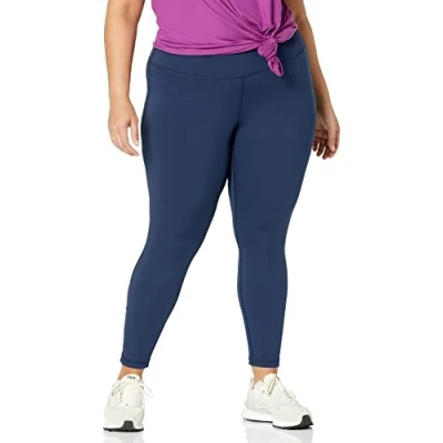 Image of Amazon Essentials Women&#039;s Active Sculpt Workout Athleisure Mid Rise Full Length Leggings (Available in Plus Size), Navy, 6XL
