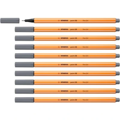 Image of Fineliner STABILO point 88 Pack of 10 Dark Grey