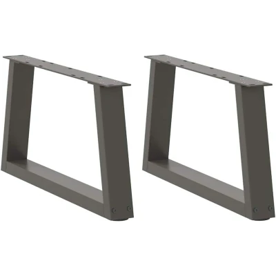 Image of vidaXL Anthracite V Shape Steel Dining Table Legs/Desk Legs Adjustable Foot Levellers 50x(30 31.3) cm
