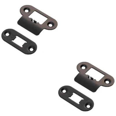 Image of 2 Pack Forend Strike and Fixing Setfor Heavy Duty Tubular Latch Matt Black Radius