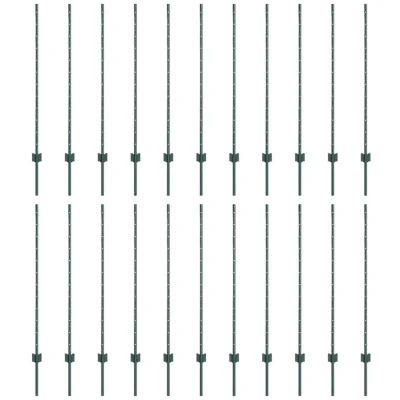 Image of vidaXL Fence Posts 22 pcs U Channel Green 160 cm Steel